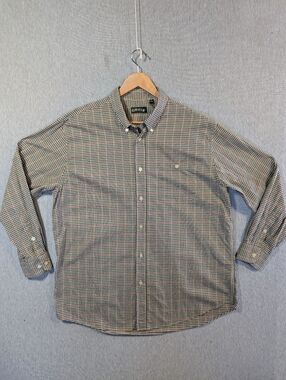 Orvis Country Twill Plaid Shirt Men's XL Tan Blue